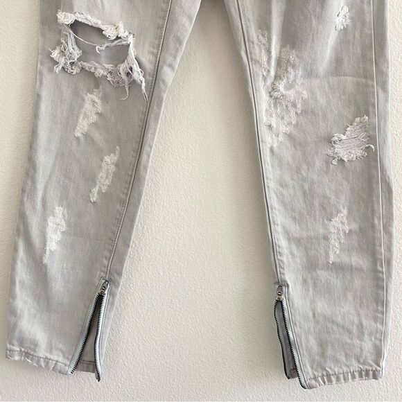 NWT One Teaspoon Trashed Free Birds Grey Skinny Distressed Low Rise Denim Siz 26 - Picture 8 of 14